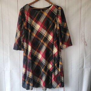 JH Jessica Howard ¾ Sleeve Plaid Midi Dress, Women’s 2X, Fully Lined w/ Pockets